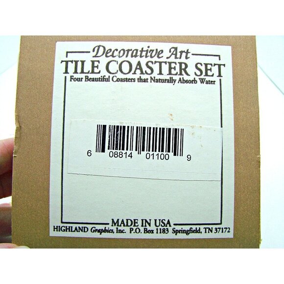 Decorative Art Tile Coaster Set 4 Santa Delivering Gift Holiday Christmas Decor - Picture 4 of 7